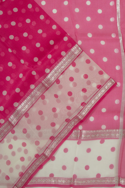 Organza Polka Dot Butta Pink Saree
