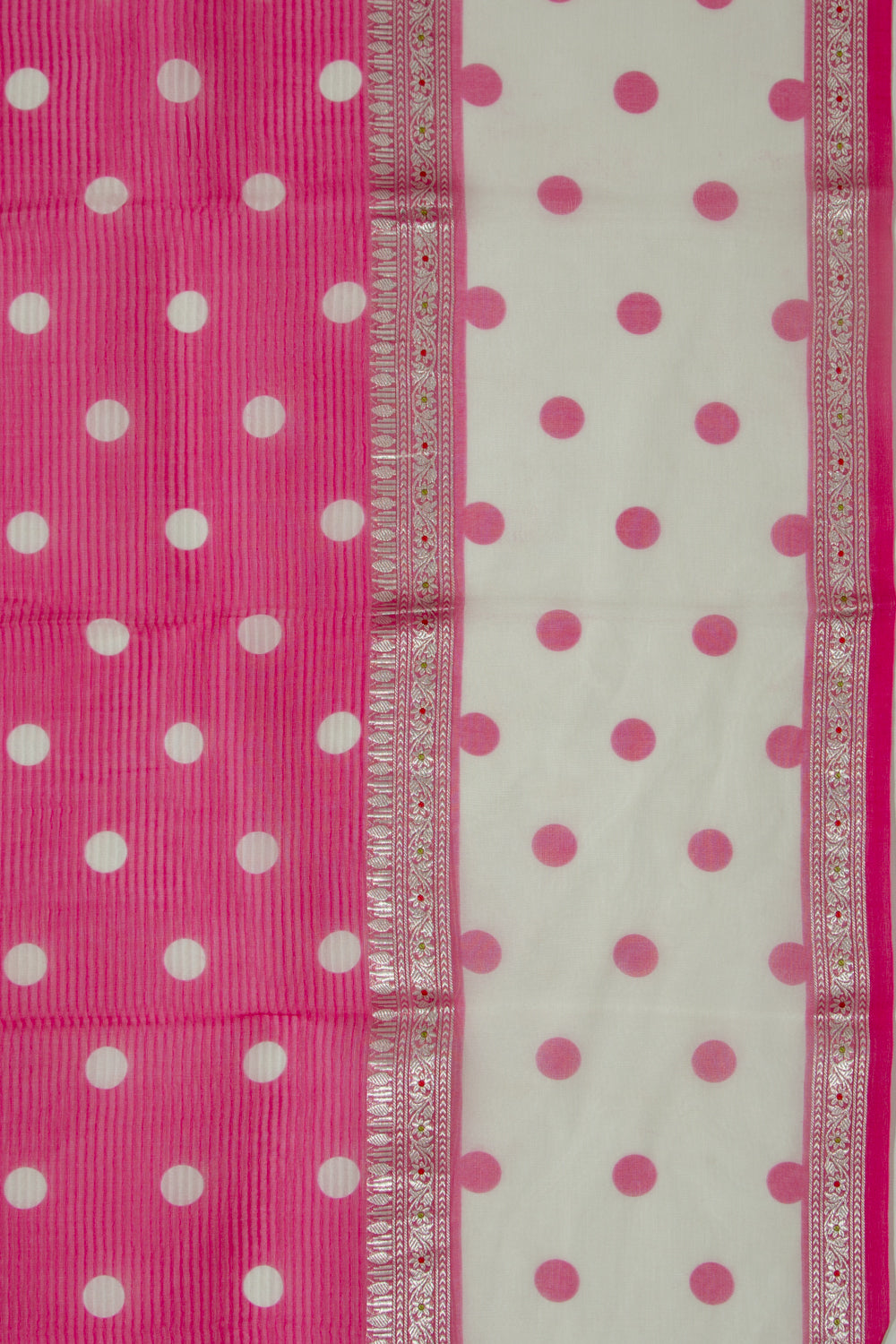 Organza Polka Dot Butta Pink Saree