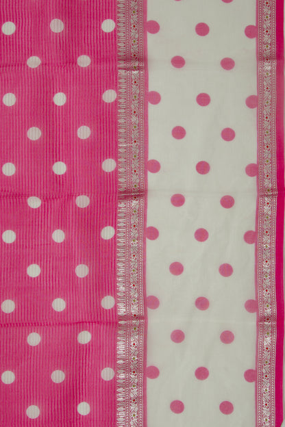 Organza Polka Dot Butta Pink Saree