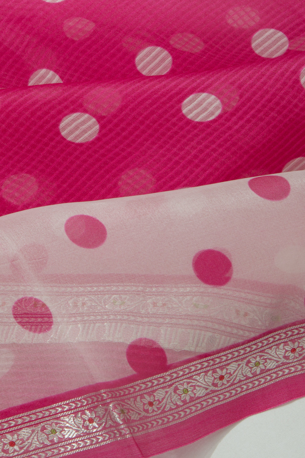 Organza Polka Dot Butta Pink Saree