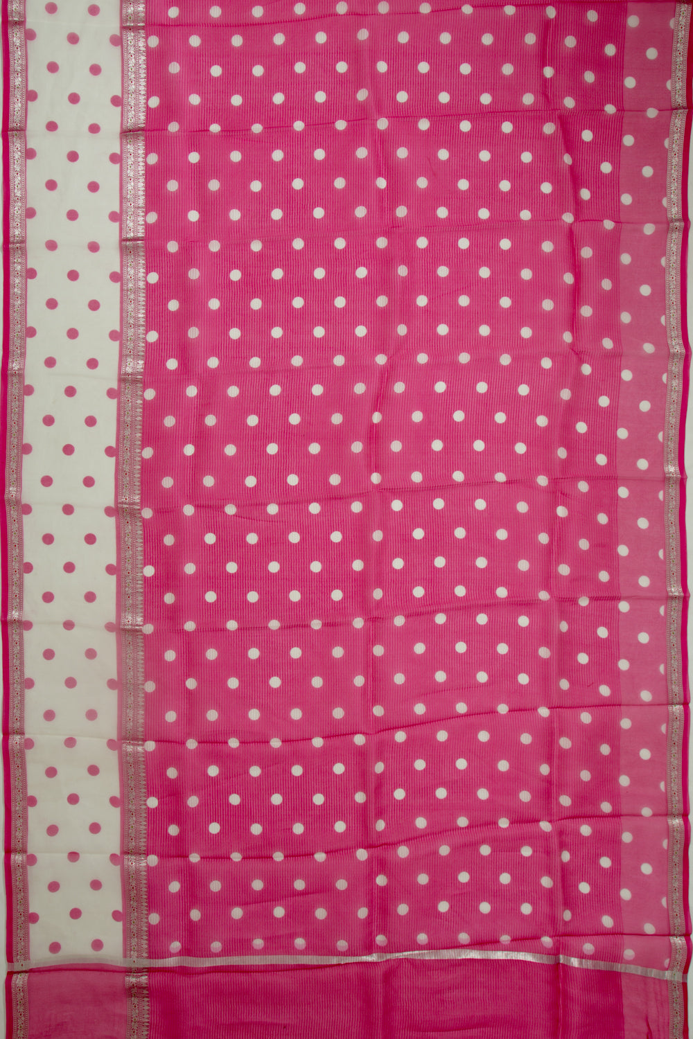 Organza Polka Dot Butta Pink Saree