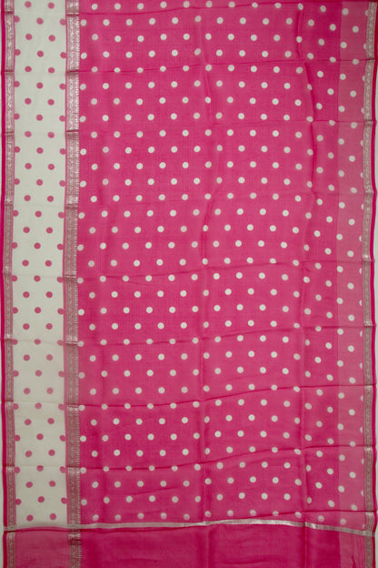 Organza Polka Dot Butta Pink Saree