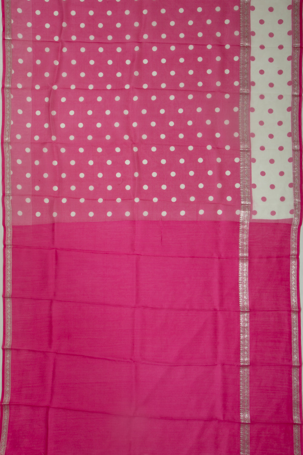 Organza Polka Dot Butta Pink Saree