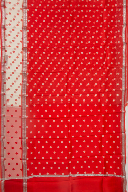 Organza Butta Red Saree