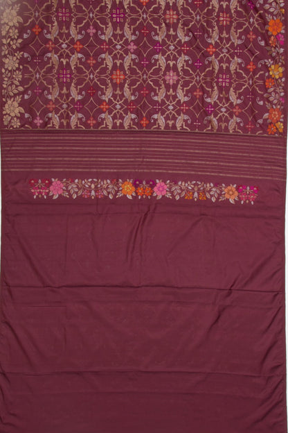 Banarasi Silk Jamdani Jaal Burgundy Saree