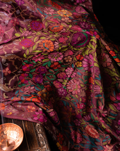 Banarasi Silk Jamdani Jaal Burgundy Saree