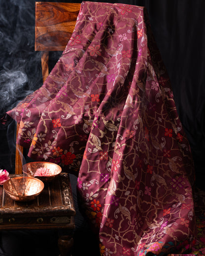 Banarasi Silk Jamdani Jaal Burgundy Saree