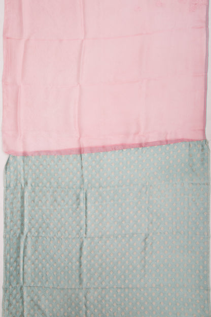 Organza Floral Embroidery Baby Pink Saree