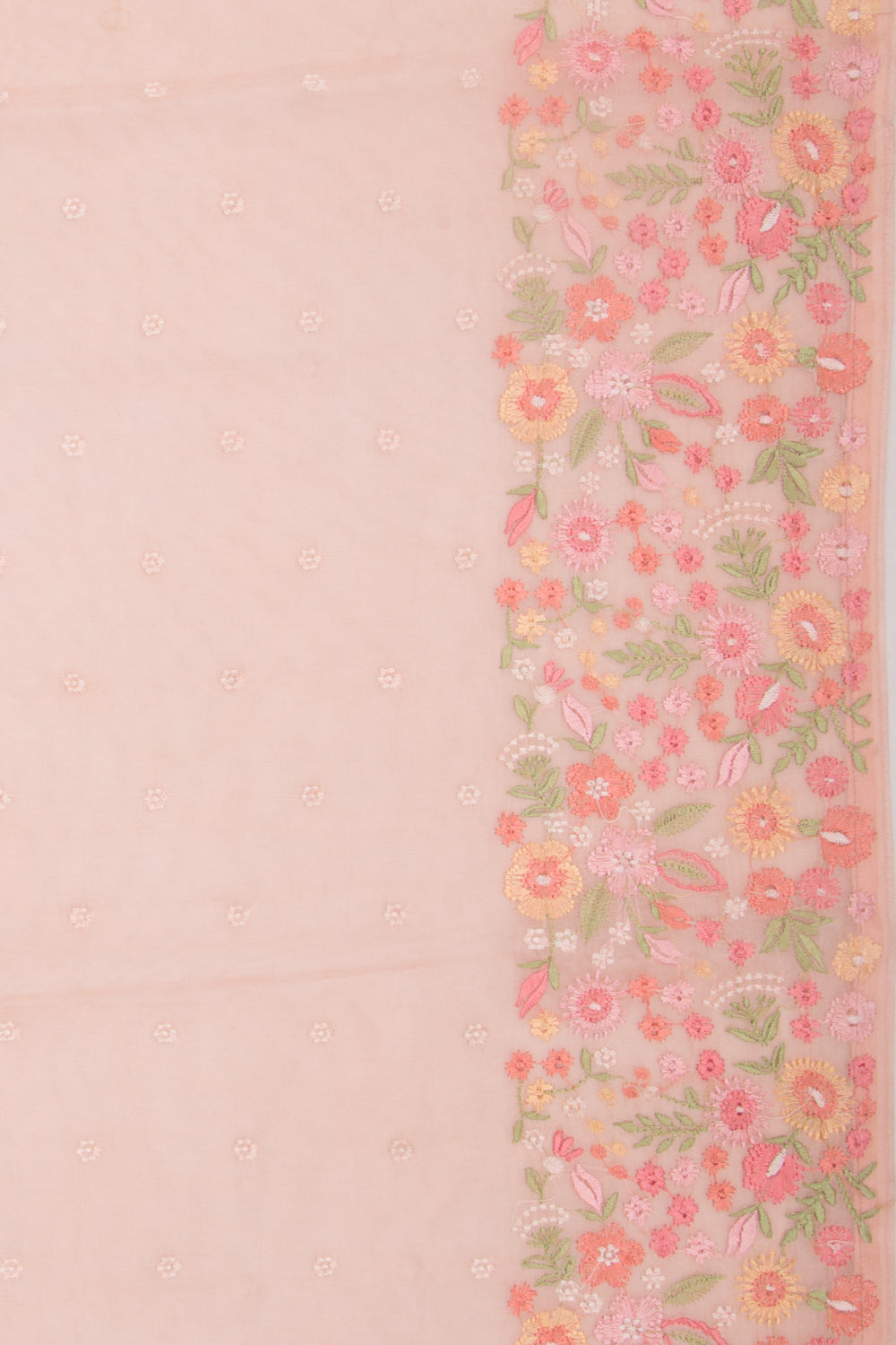 Organza Embroidery Butta Pastel Orange Saree