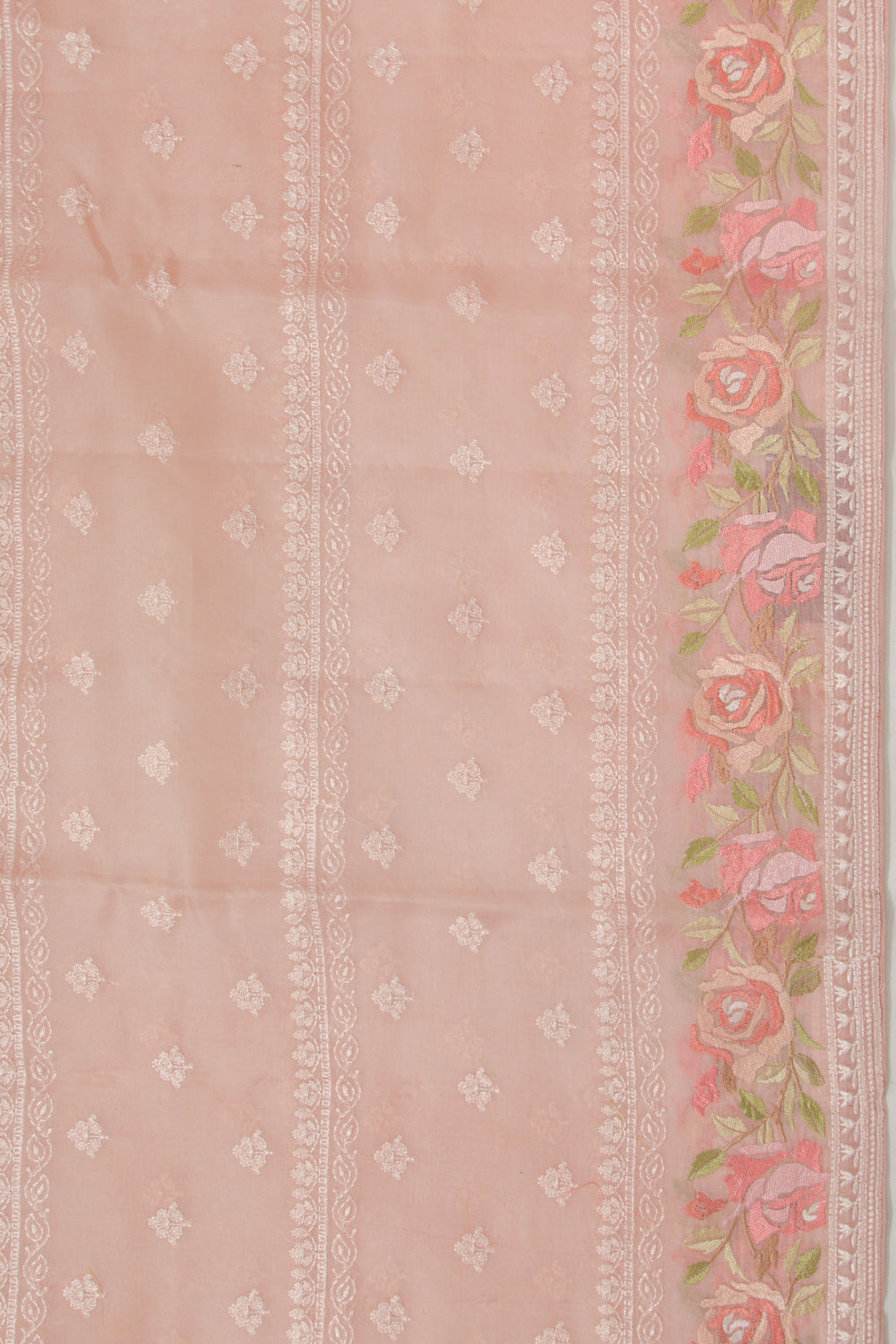Organza Embroidery Butta Pastel Orange Saree