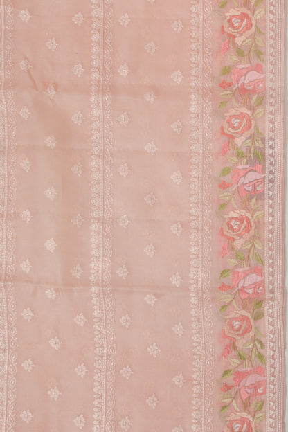 Organza Embroidery Butta Pastel Orange Saree