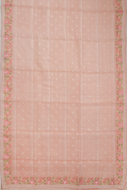 Organza Embroidery Butta Pastel Orange Saree
