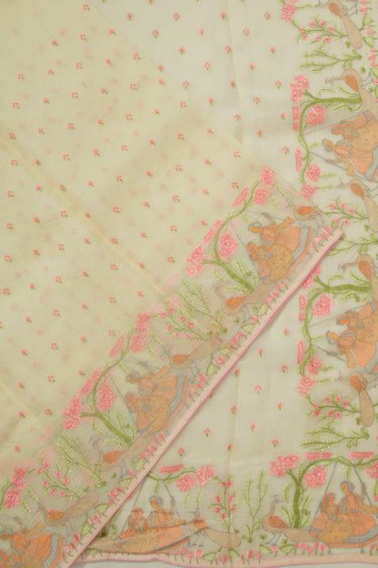 Organza Embroidery Butta Pastel Green Saree