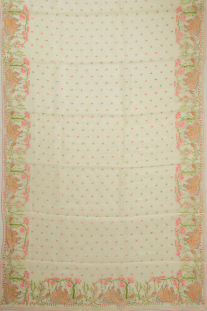 Organza Embroidery Butta Pastel Green Saree