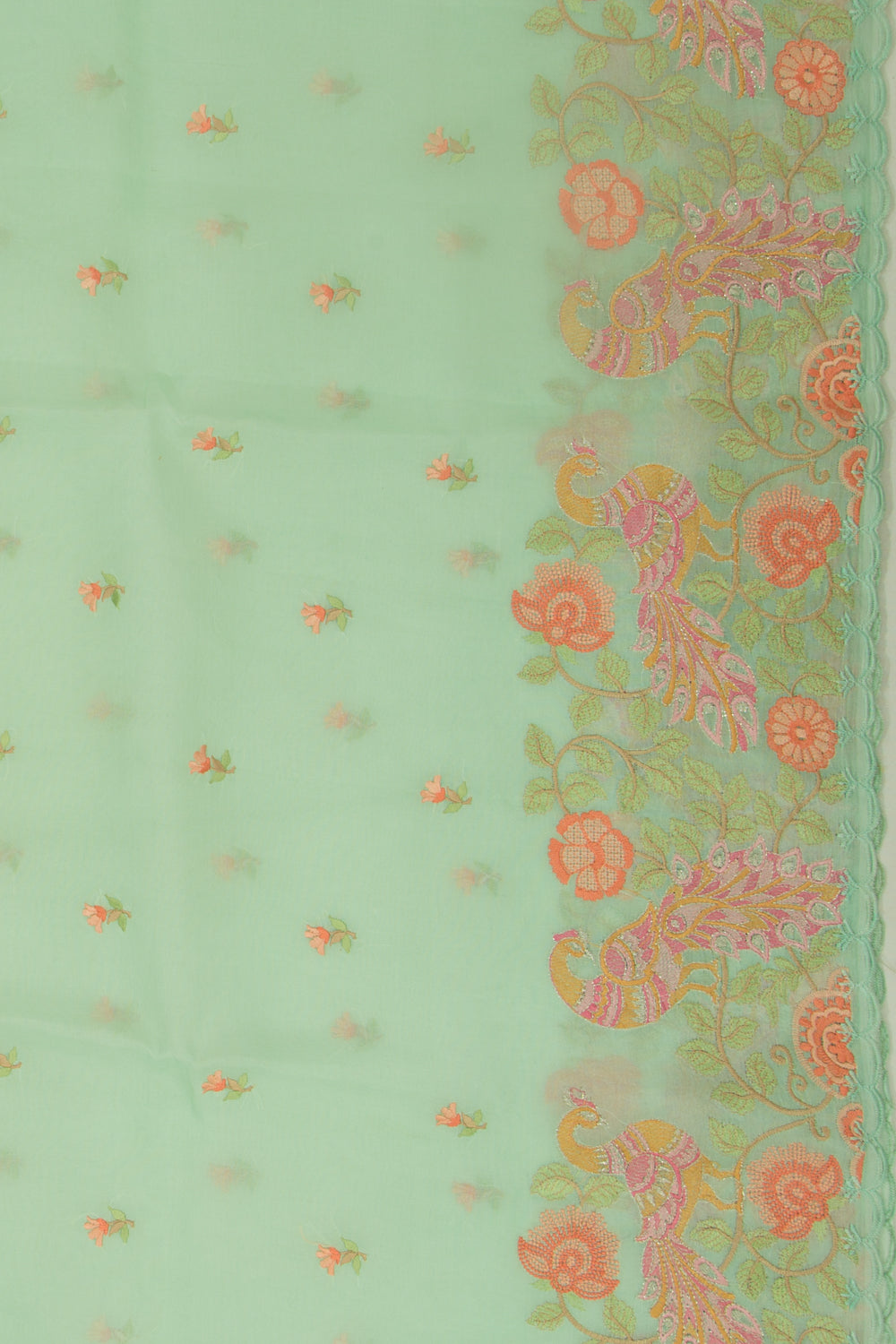 Organza Embroidery Butta Green Saree