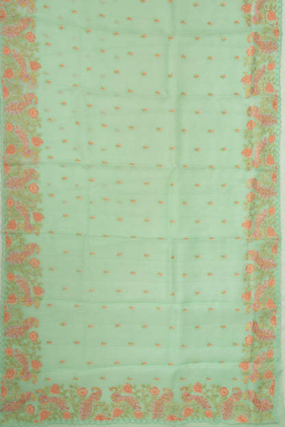 Organza Embroidery Butta Green Saree