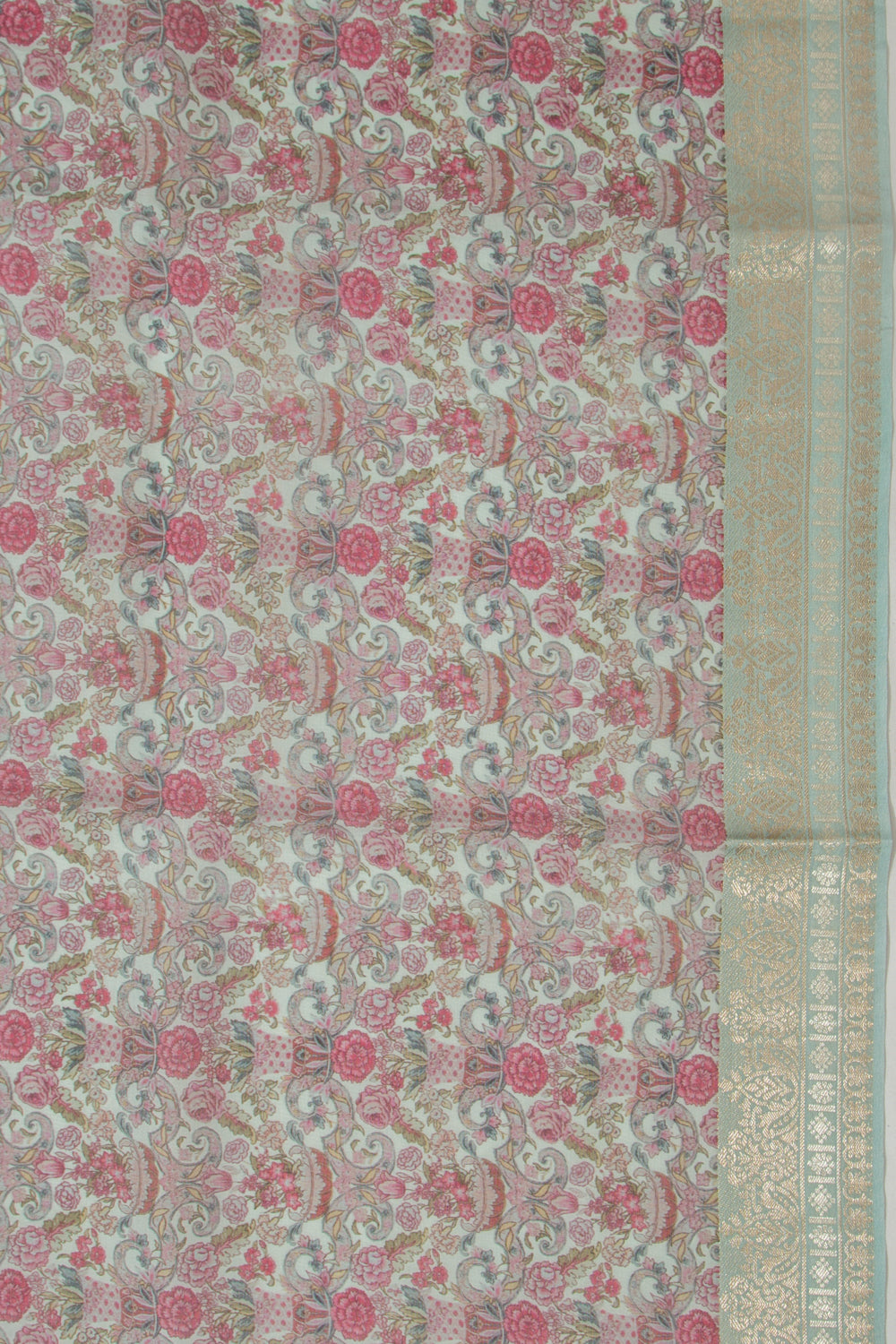 Organza Floral Printed Pastel Blue Saree