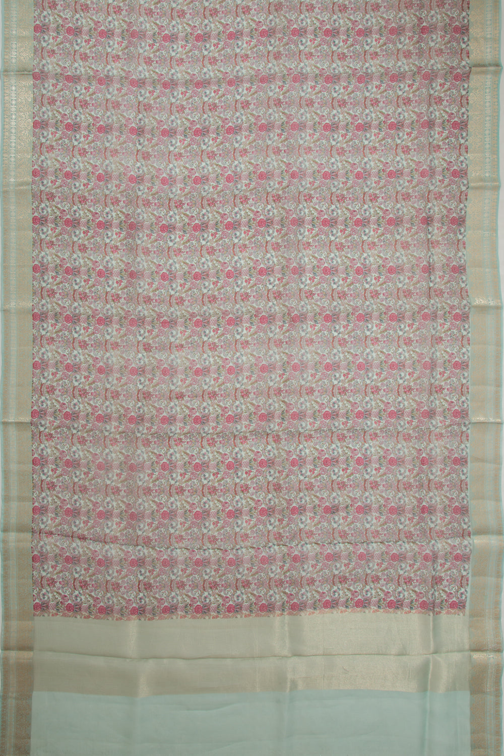 Organza Floral Printed Pastel Blue Saree