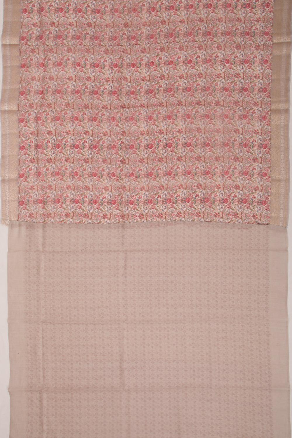 Organza Floral Printed Pink Saree