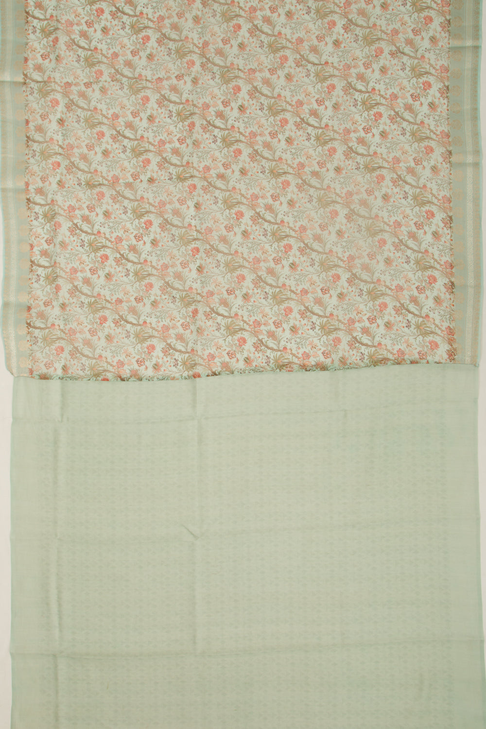Organza Floral Printed Sea Green Saree