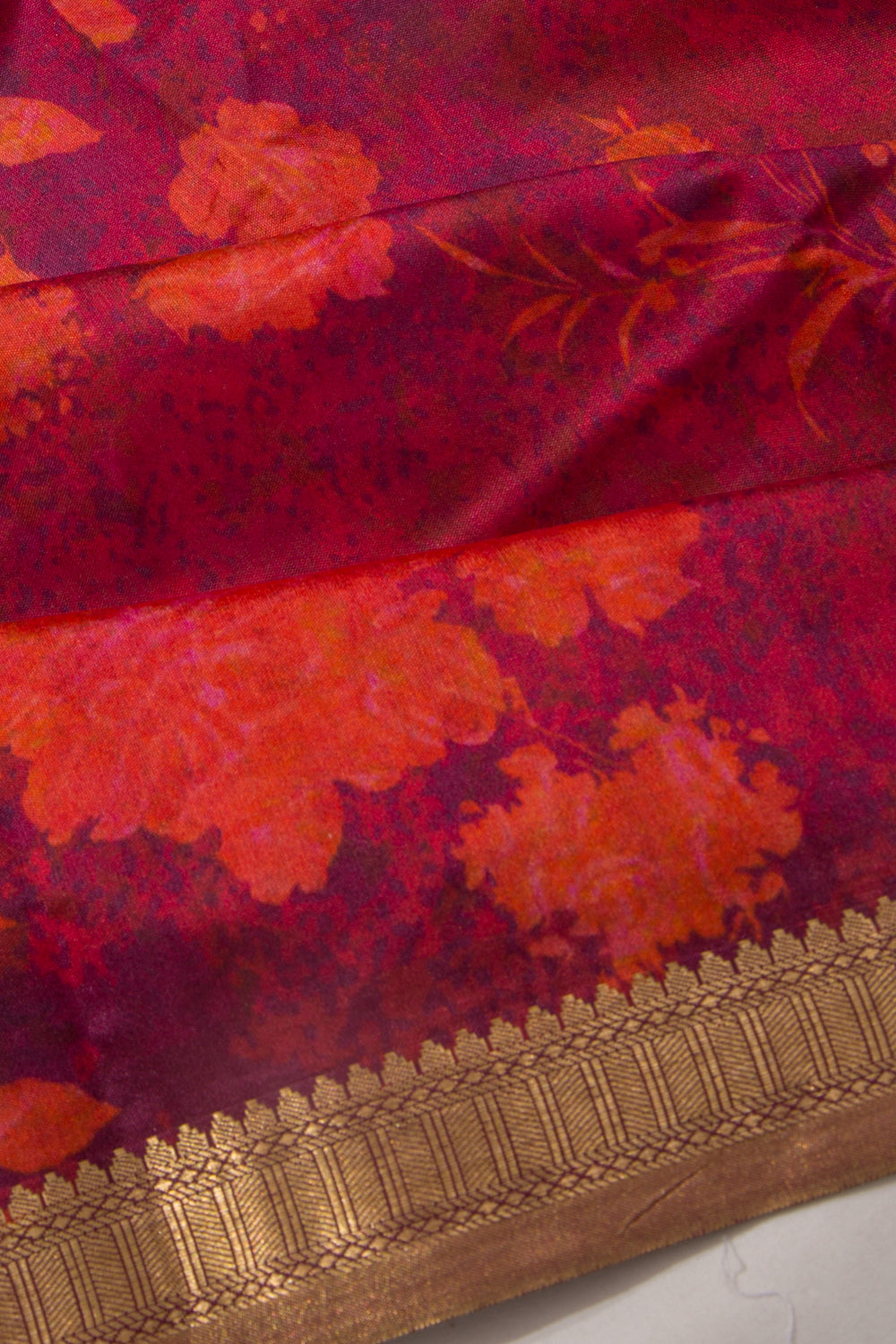 Chanderi Silk Floral Printed Purple Saree