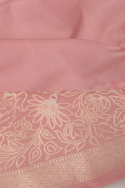 Chiniya Silk Floral Printed Baby Pink Saree