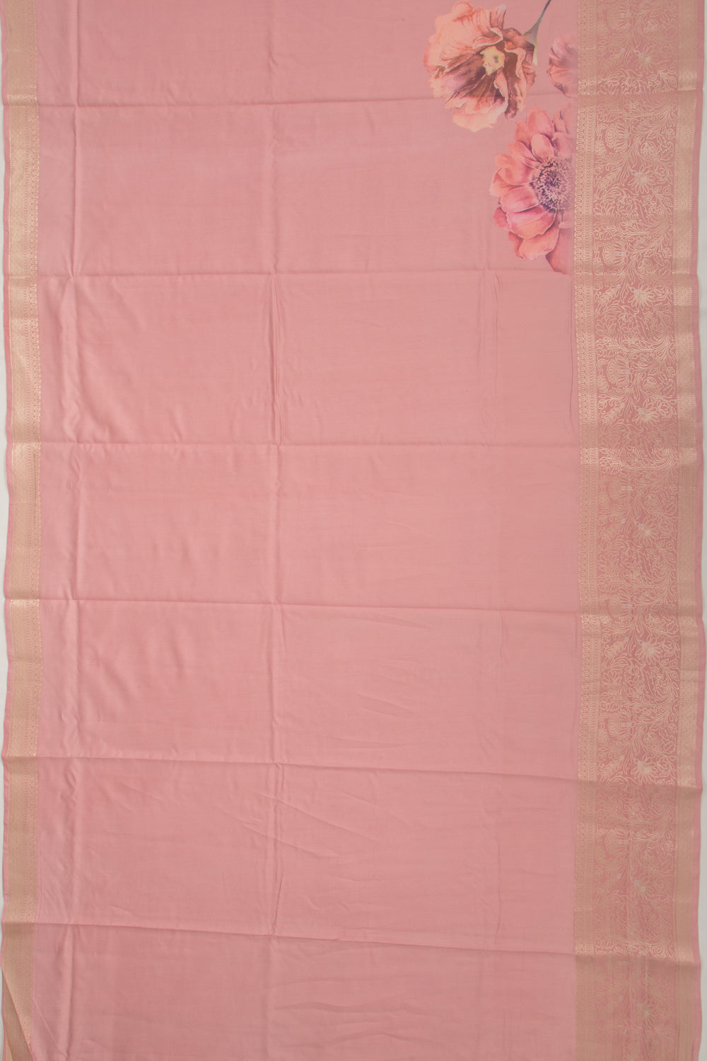 Chiniya Silk Floral Printed Baby Pink Saree