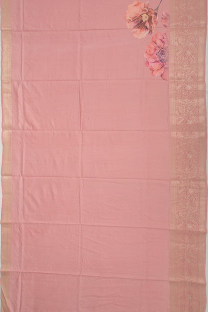 Chiniya Silk Floral Printed Baby Pink Saree