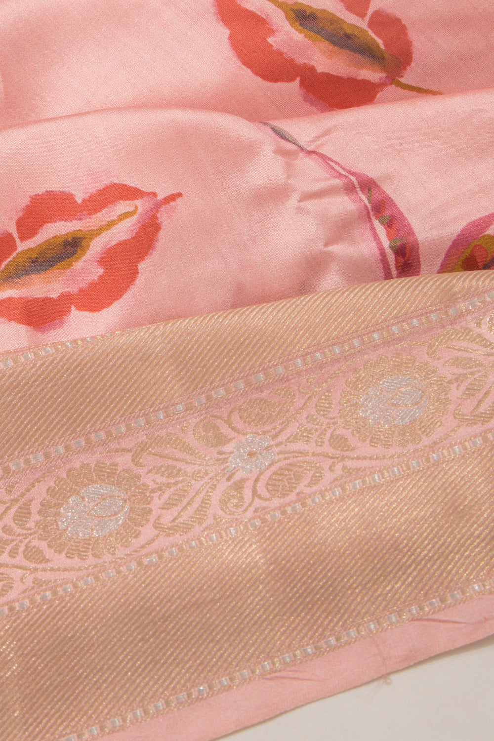 Chanderi Silk Floral Printed Baby Pink Saree