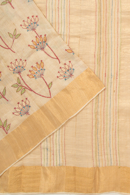 Tussar Kanta Work Beige Saree