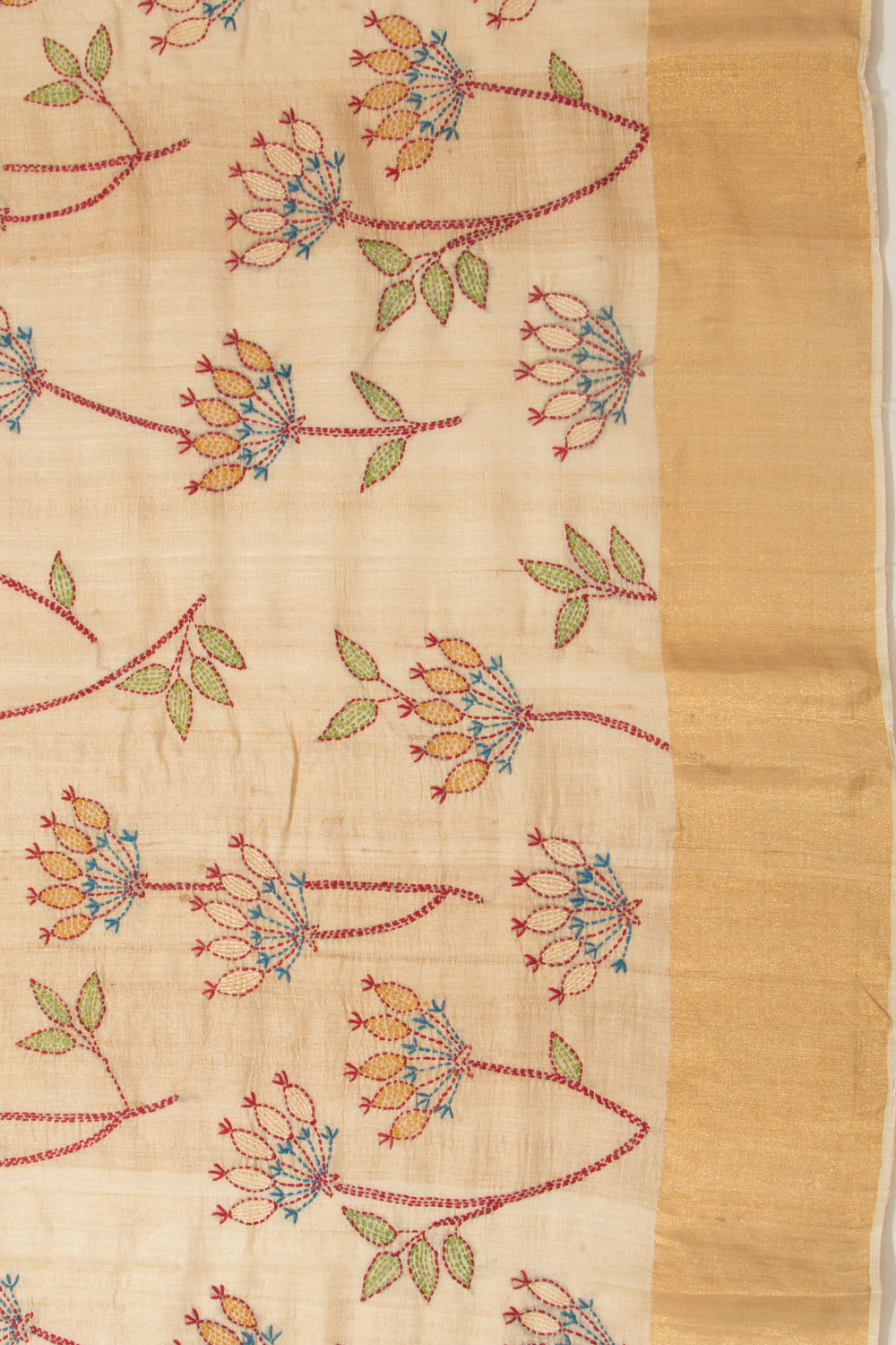 Tussar Kanta Work Beige Saree