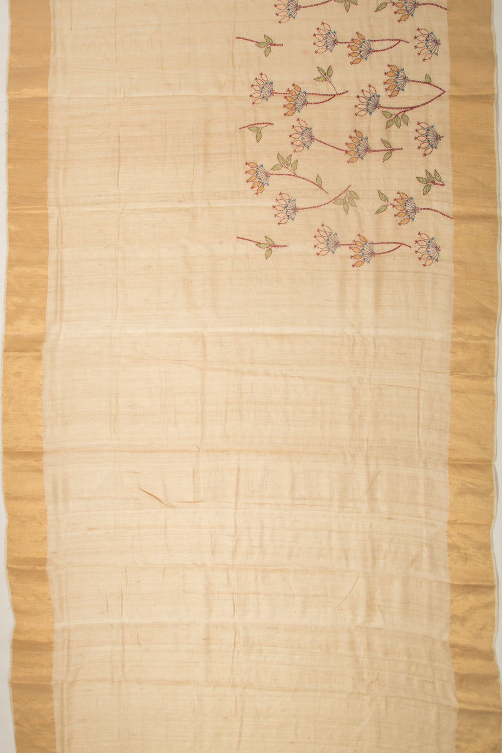 Tussar Kanta Work Beige Saree