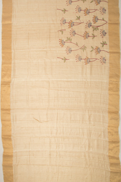 Tussar Kanta Work Beige Saree