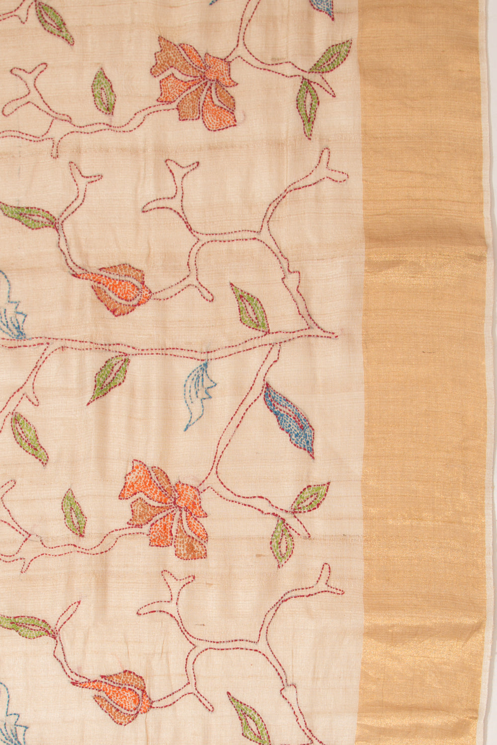 Tussar Kanta Work Beige Saree