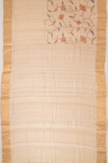 Tussar Kanta Work Beige Saree