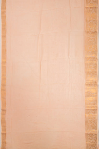 Kota Soft Silk Floral Embroidery Pastel Orange Saree