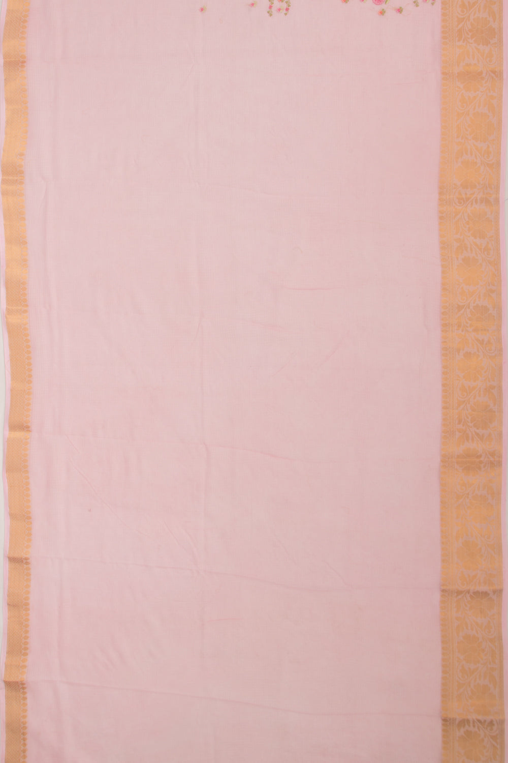Kota Soft Silk Floral Embroidery Pastel Pink Saree