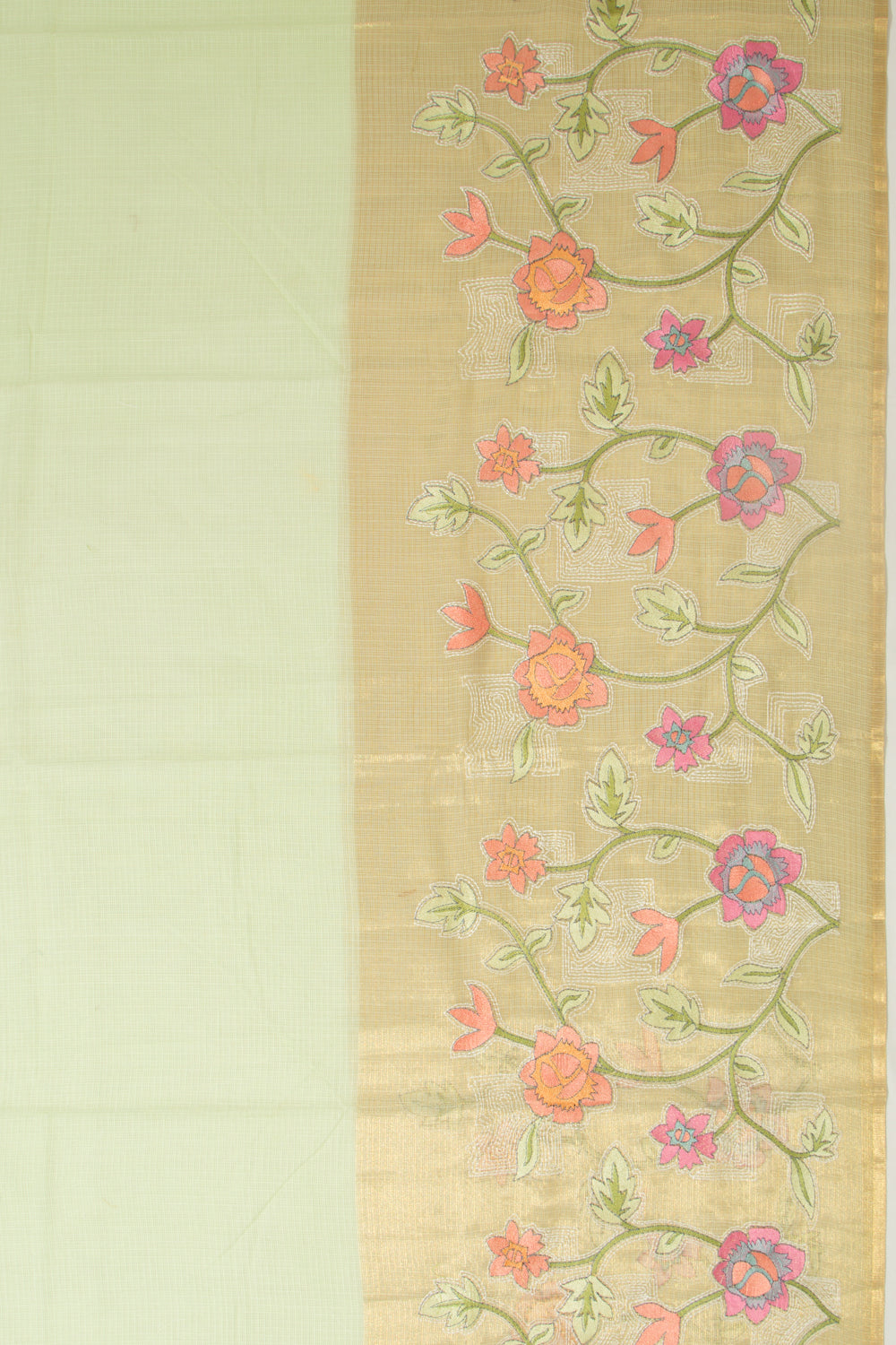 Kota Soft Silk Plain Pastel Green Saree