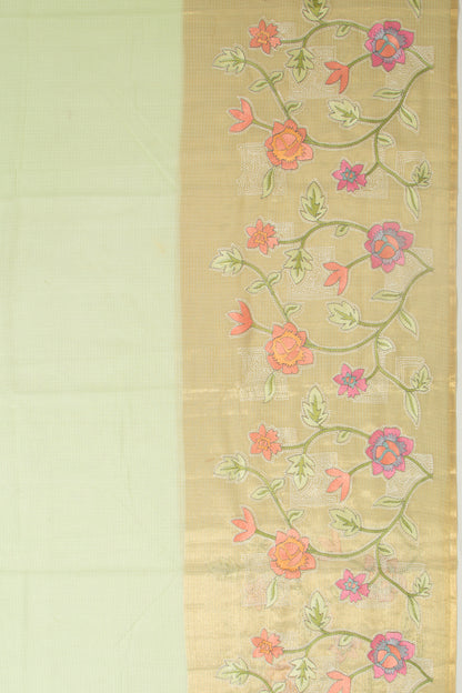Kota Soft Silk Plain Pastel Green Saree