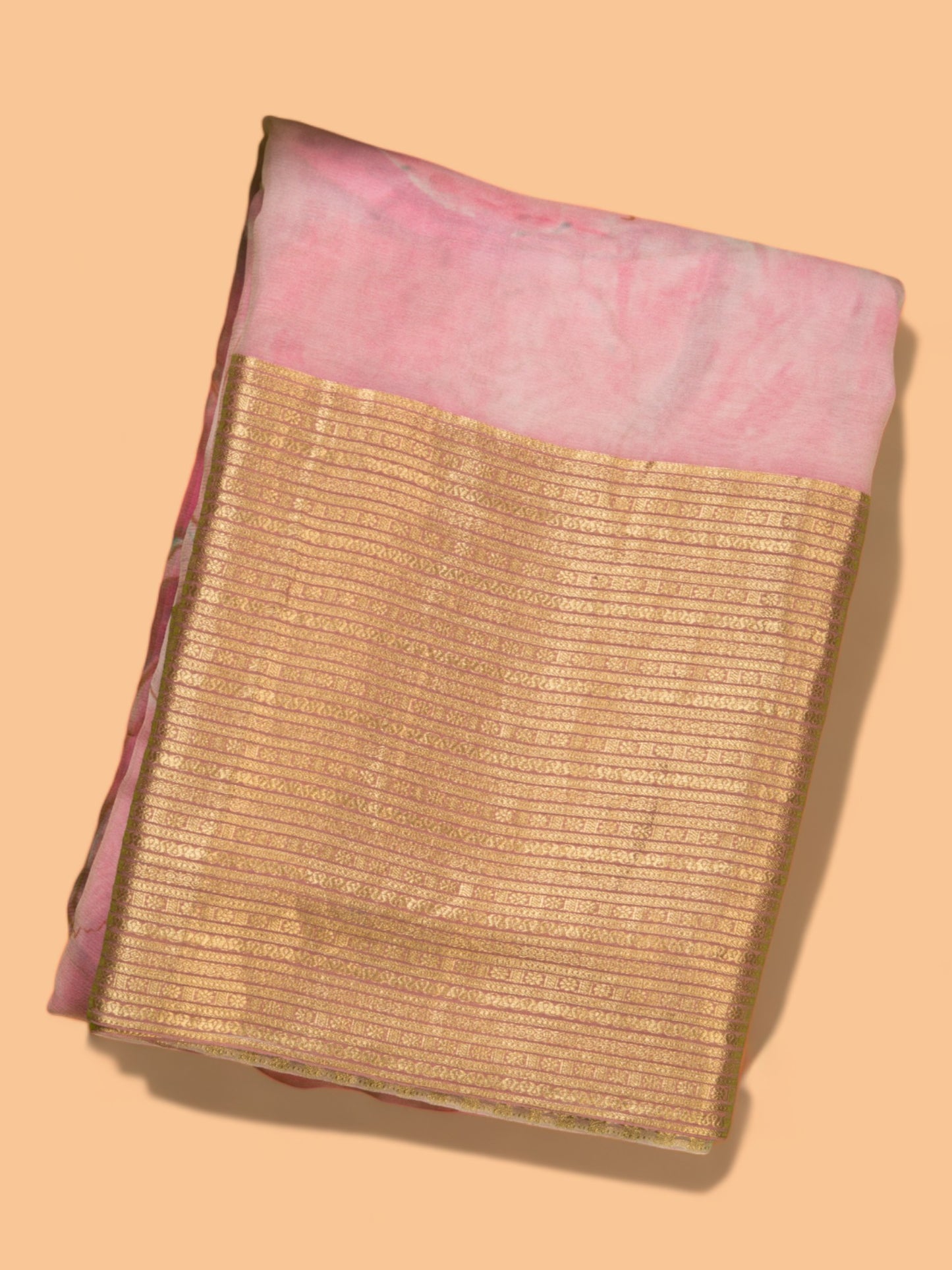 Chiffon Floral Printed Pink Saree