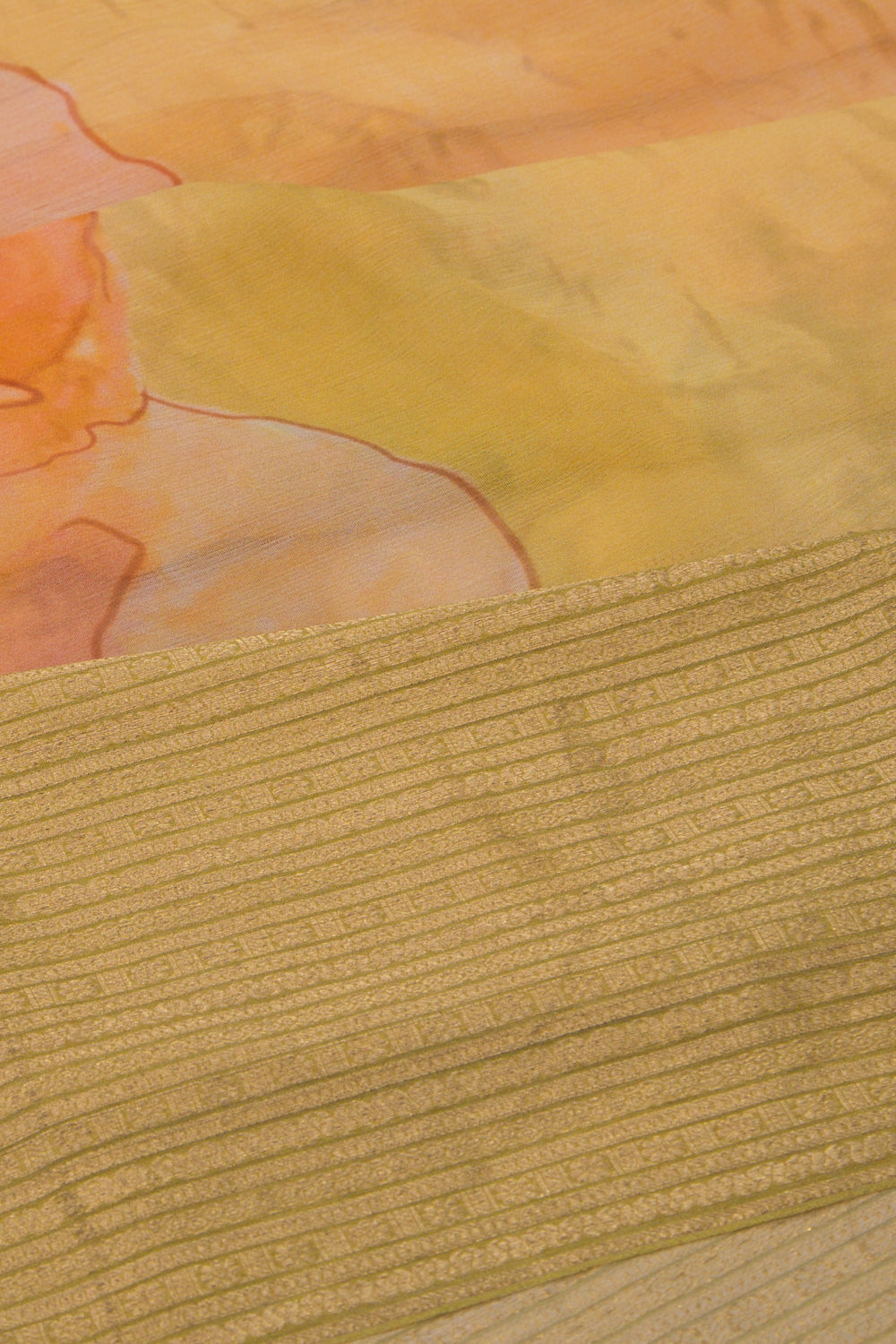 Chiffon Floral Printed Yellow Saree