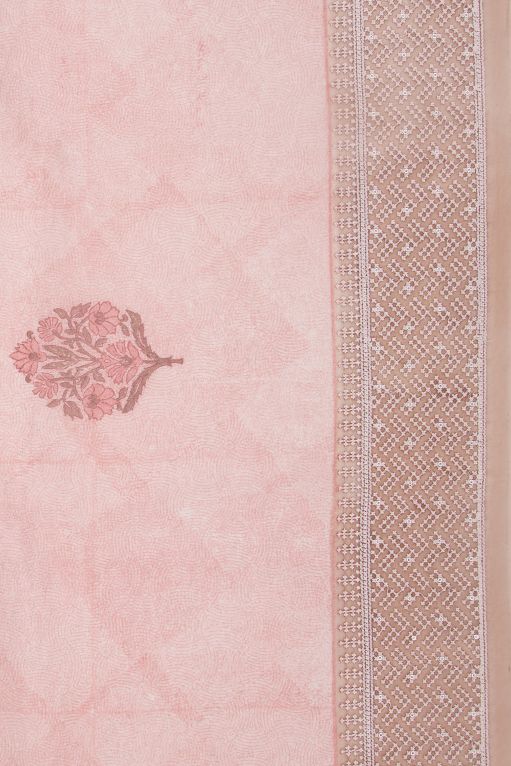 Organza Floral Printed Peach Saree