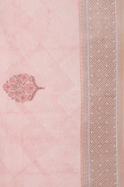 Organza Floral Printed Peach Saree