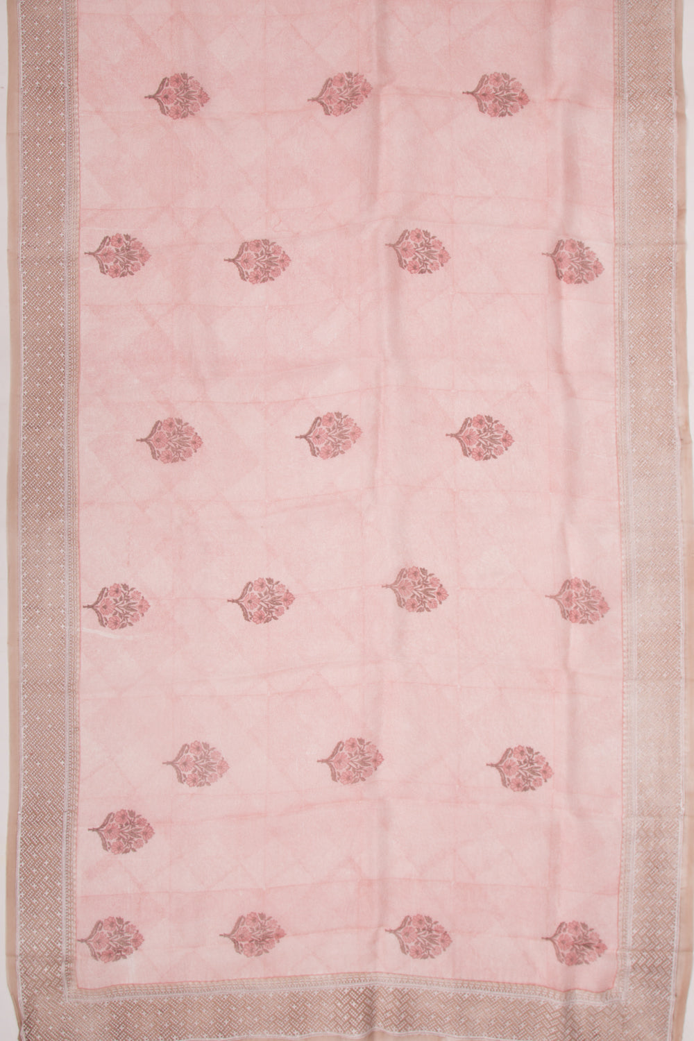 Organza Floral Printed Peach Saree