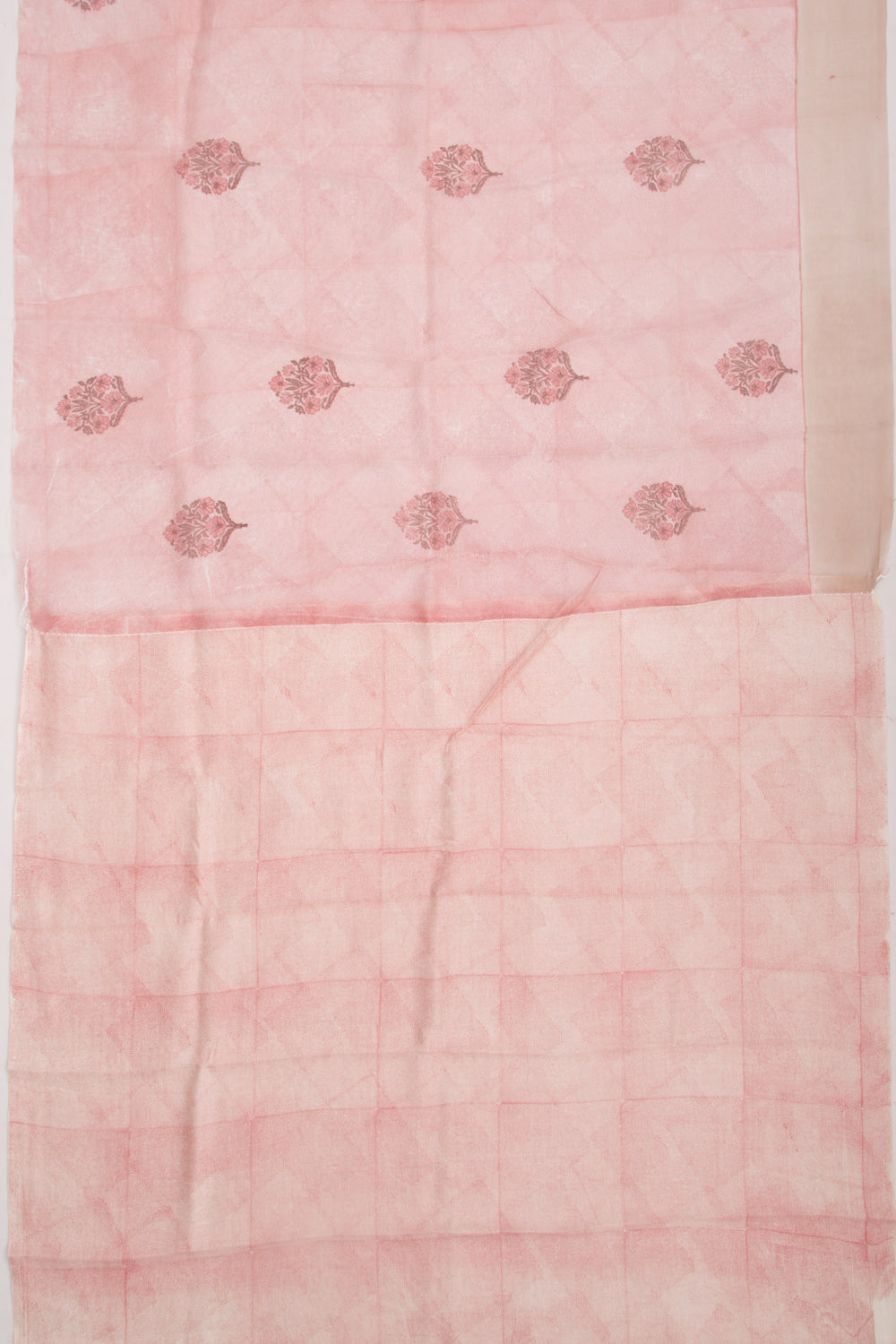 Organza Floral Printed Peach Saree