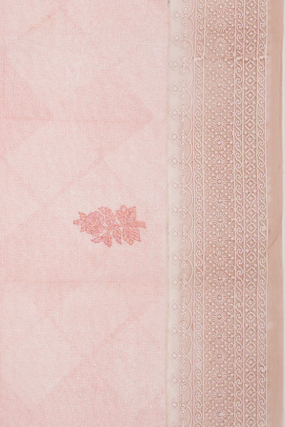 Organza Floral Printed Peach Saree