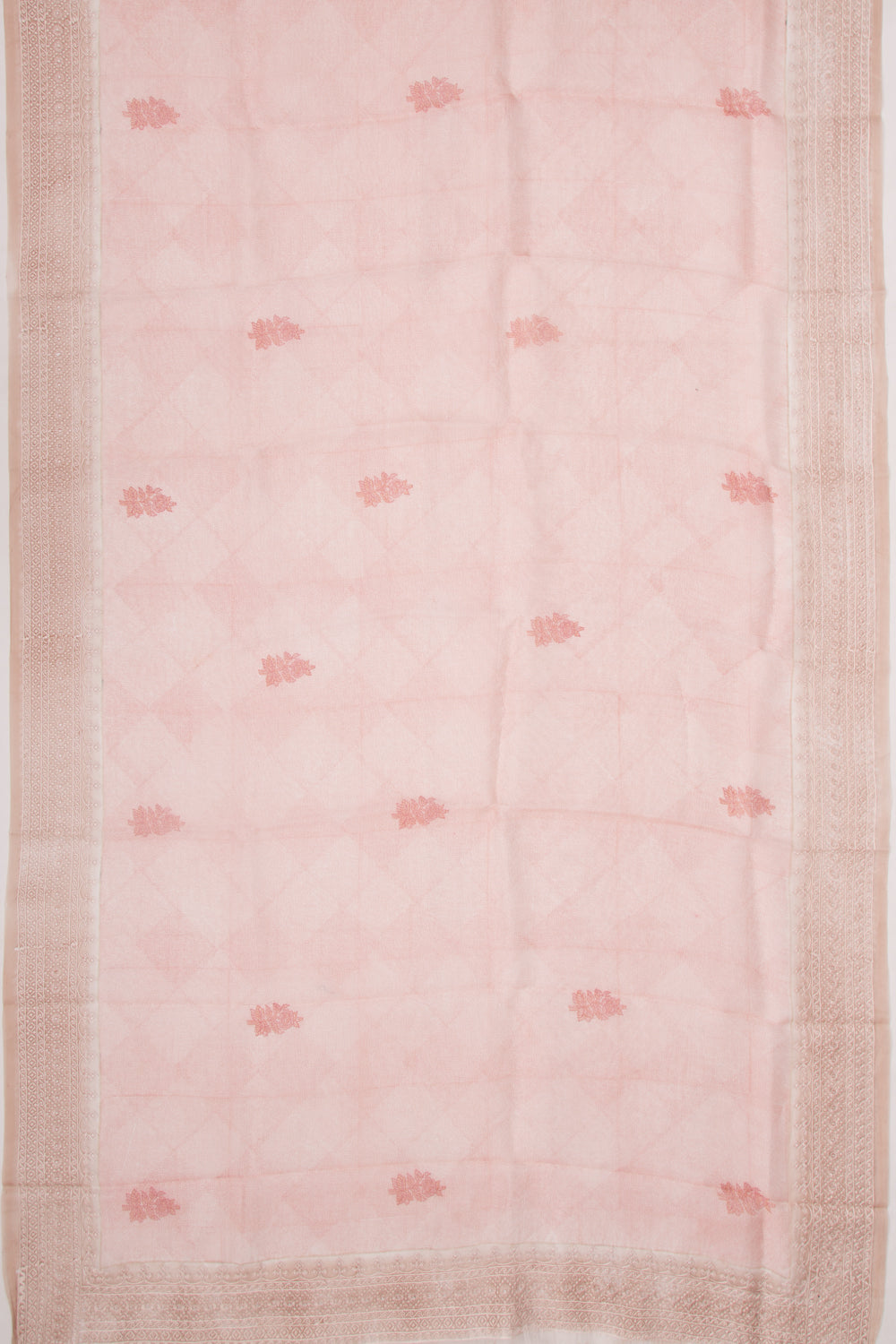 Organza Floral Printed Peach Saree