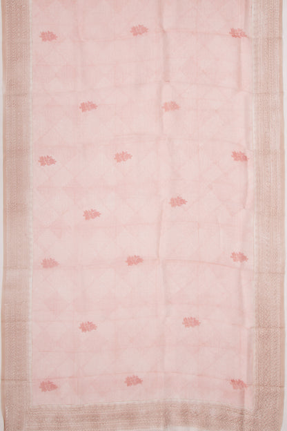 Organza Floral Printed Peach Saree