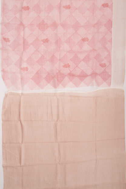 Organza Floral Printed Peach Saree