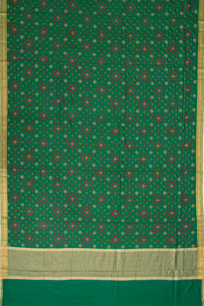 Munga Tussar Floral Embroidery Green Saree
